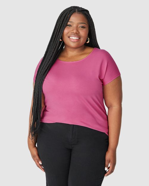 Blusa Básica Feminina Plus Size Manga Japonesa Em Viscose Stretch