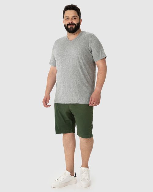 Camiseta Básica Masculina Plus Size Decote V Em Algodão