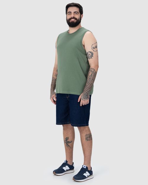Regata Básica Masculina Plus Size Cava Ajustada Em Algodão