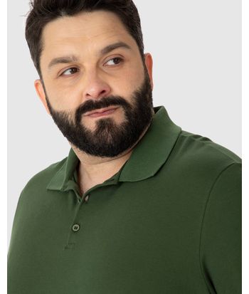 Camisa Polo Básica Masculina Plus Size Em Piquet Stretch
