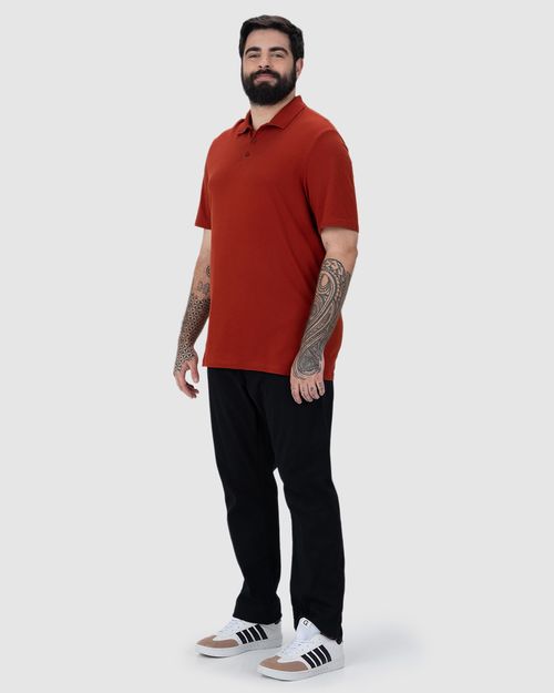 Camisa Polo Básica Masculina Plus Size Em Piquet Stretch