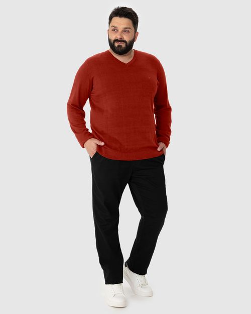 Suéter Básico Masculino Plus Size Decote V Em Tricô