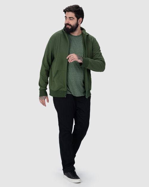 Jaqueta Básica Masculina Plus Size Com Capuz Em Moletom