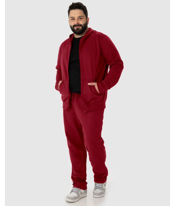 Jaqueta Básica Masculina Plus Size Com Capuz Em Moletom