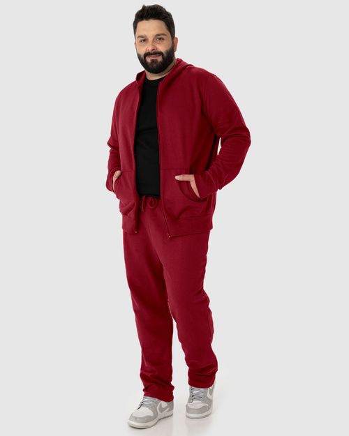Jaqueta Básica Masculina Plus Size Com Capuz Em Moletom