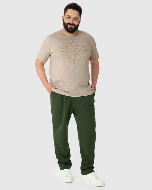 Calça Básica Masculina Plus Size Em Moletom Flanelado