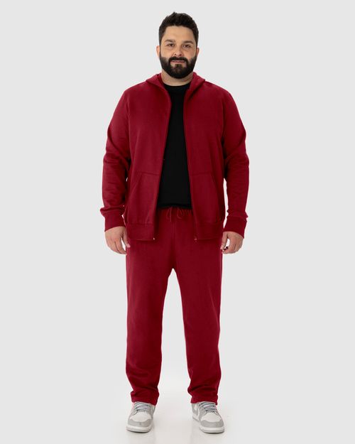 Calça Básica Masculina Plus Size Em Moletom Flanelado