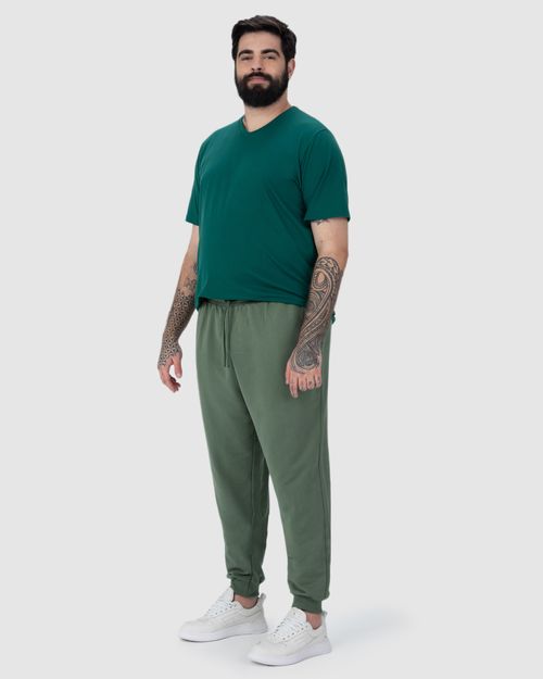 Calça Básica Masculina Plus Size Jogger Em Moletom