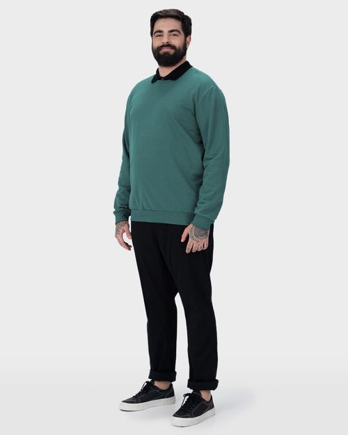 Blusão Básico Masculino Plus Size Decote Redondo Em Moletom Flanelado