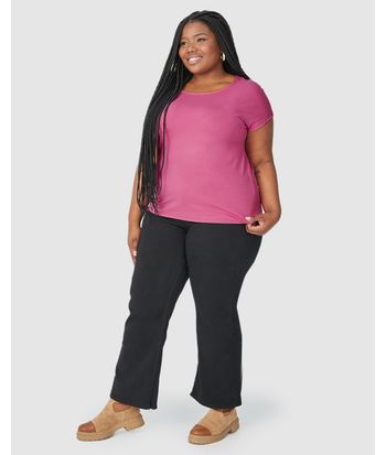 Blusa Básica Feminina Plus Size Manga Japonesa Em Viscose Stretch