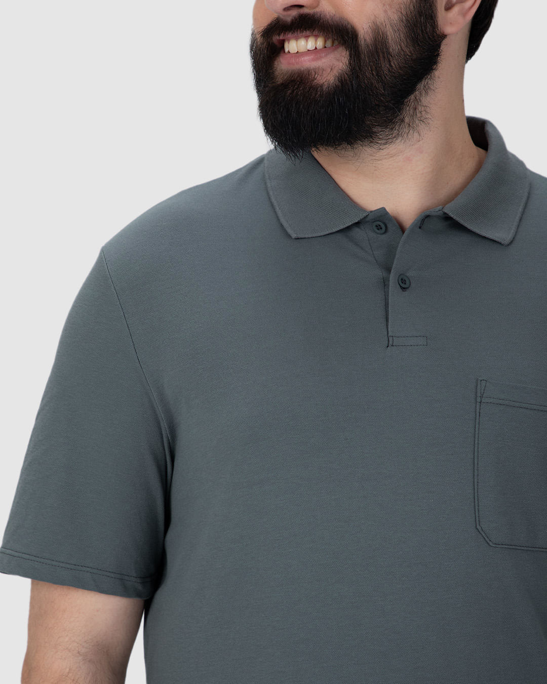 Camisa Polo Básica Masculina Plus Size Bolso Frontal Em Piquet