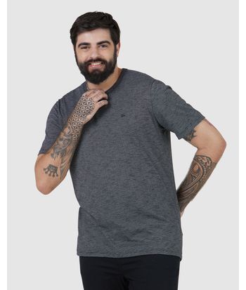 Camiseta Básica Masculina Plus Size Decote Redondo Em Malha Fio A Fio