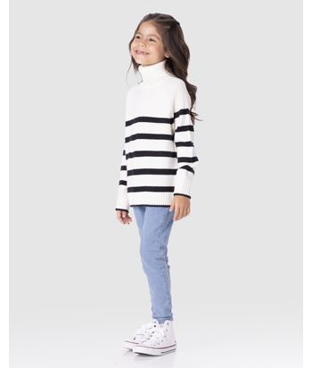 Suéter Infantil Menina Longo Gola Alta Em Tricô Malwee Kids