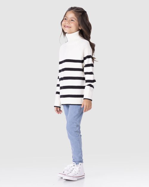 Suéter Infantil Menina Longo Gola Alta Em Tricô Malwee Kids