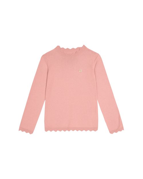 Blusa Menina Gola Ondulada Em Tricô Carinhoso