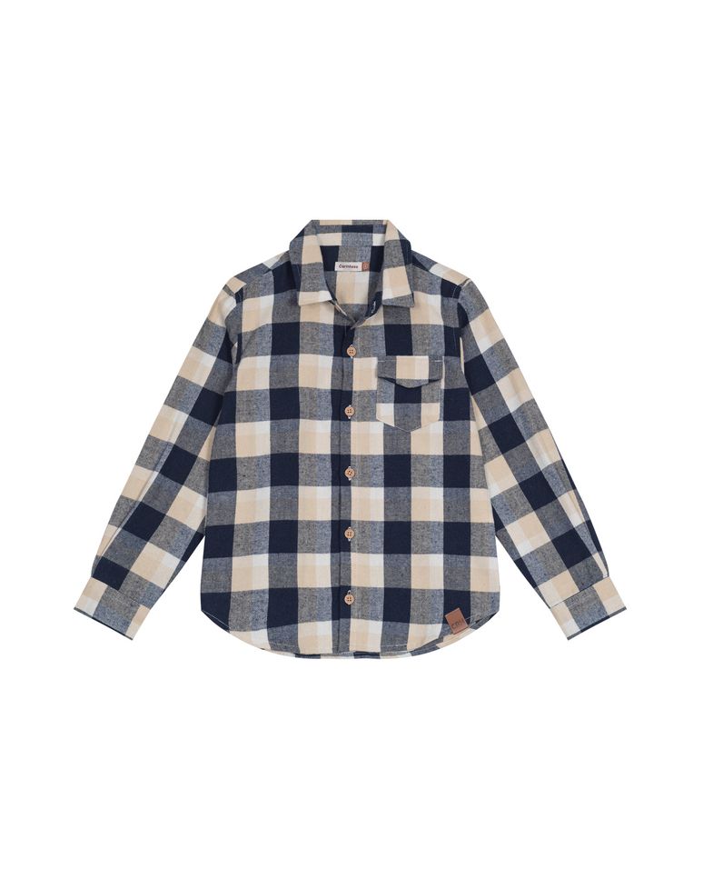 Camisa Menino Bolso Peitoral Em Xadrez Flanelado - Carinhoso