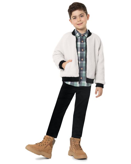 Camisa Menino Bolso Peitoral Em Xadrez Flanelado - Carinhoso