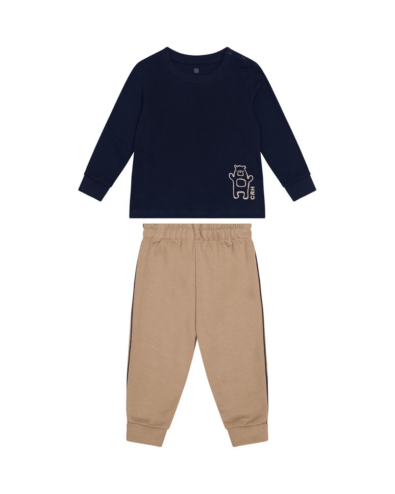Conjunto Menino Camiseta Manga Longa Em Malha - Carinhoso