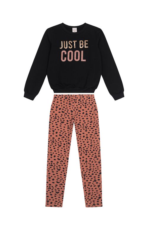 Conjunto Menina Just Be Cool Em Moletom Stretch Flanelado - Carinhoso