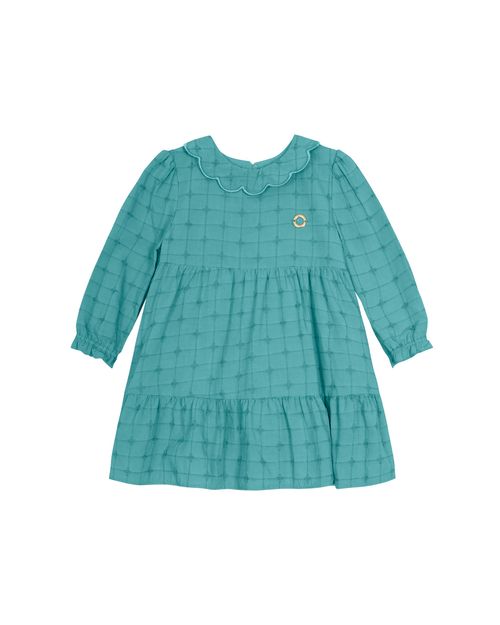 Vestido Menina Manga Longa Em Tecido Bordado - Carinhoso