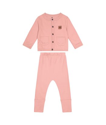 Conjunto Menina Cardigan Abotoamento Frontal Em Suedine - Carinhoso