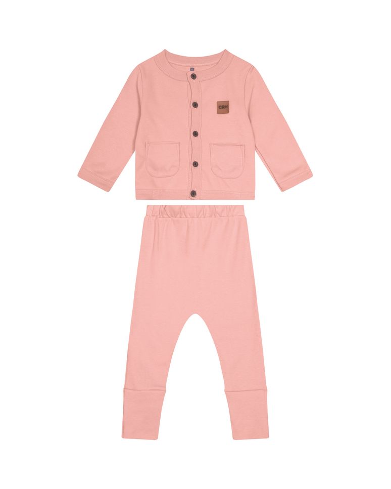 Conjunto Menina Cardigan Abotoamento Frontal Em Suedine - Carinhoso