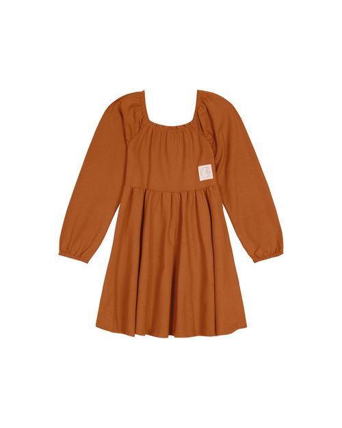 Vestido Menina Manga Longa Em Moletinho Stretch Linho - Carinhoso