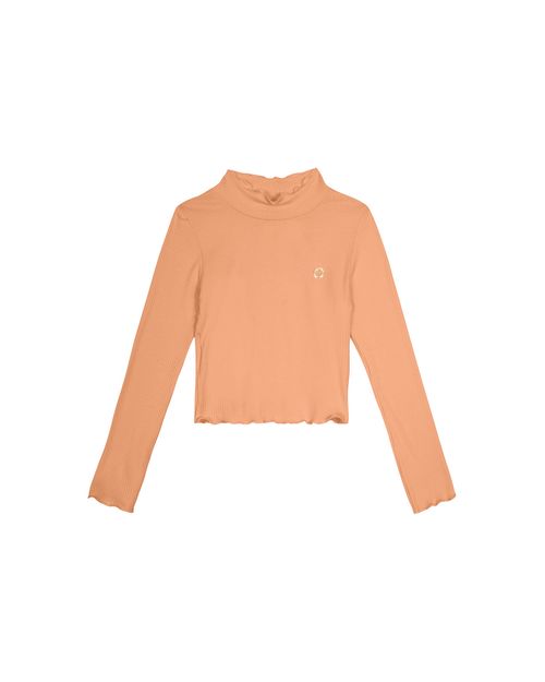 Blusa Menina Manga Longa Picot Em Malha Viscose Canelada - Carinhoso