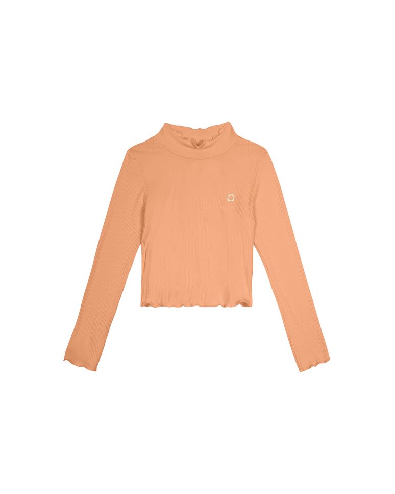 Blusa Menina Manga Longa Picot Em Malha Viscose Canelada - Carinhoso
