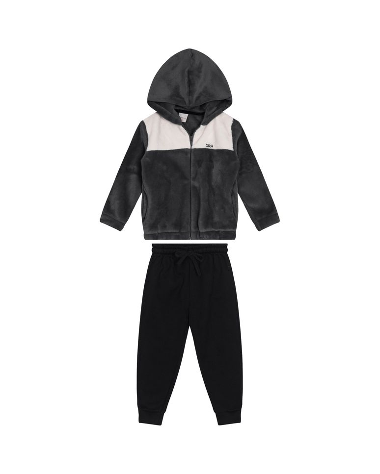 Conjunto Menino Jaqueta Com Capuz Em Pelúcia - Carinhoso