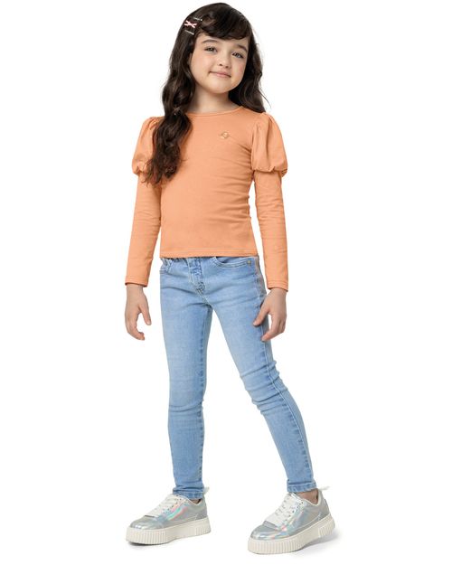 Calça Menina Skinny Em Jeans Com Elastano - Carinhoso