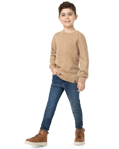 Calça Menino Skinny Cintura Média Em Jeans Com Elastano - Carinhoso