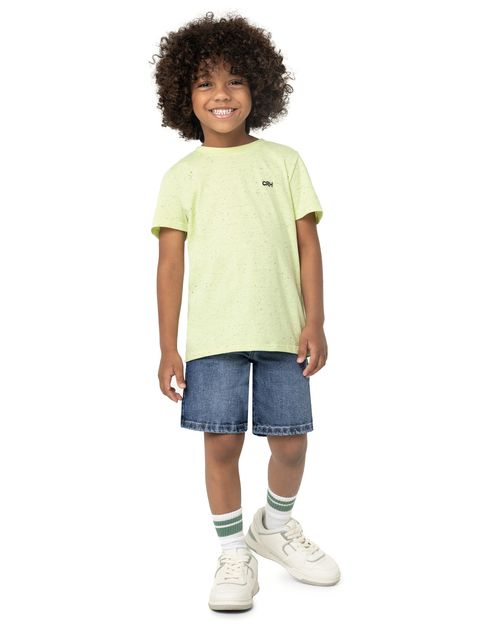 Bermuda Menino Com Puídos Em Jeans Elastano - Carinhoso