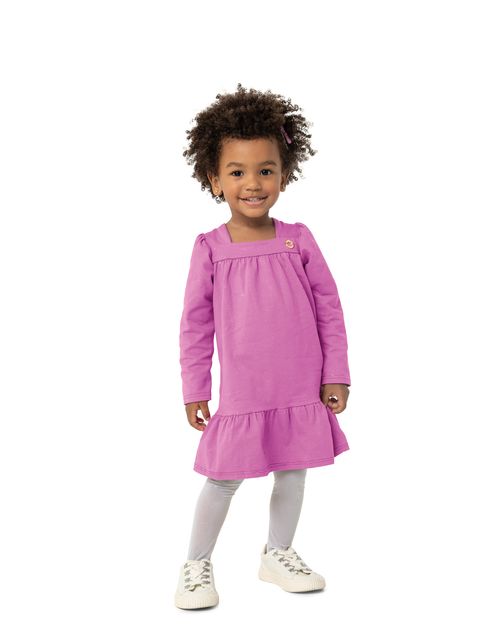 Vestido Menina Com Brilho Em Malha Algodão - Carinhoso