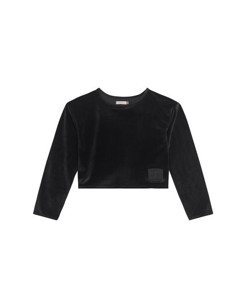 Blusa Menina Cropped Em Malha Cotelê - Carinhoso