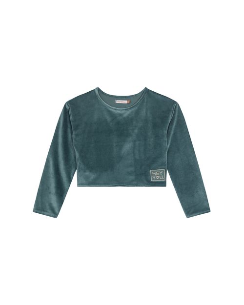 Blusa Menina Cropped Em Malha Cotelê - Carinhoso