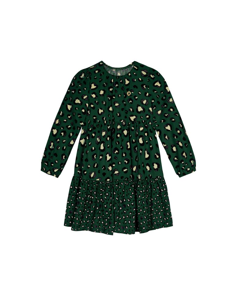 Vestido Menina Estampa Onça Em Viscose - Carinhoso