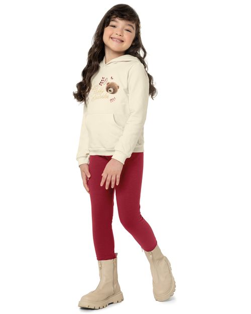 Conjunto Menina Blusão Com Capuz Em Moletom Flanelado - Carinhoso
