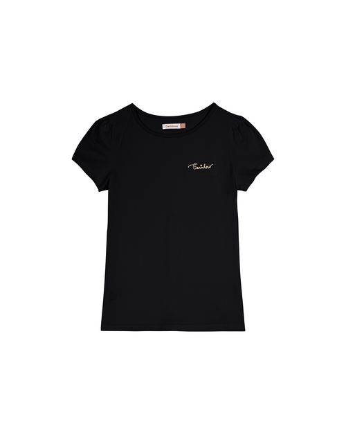 Blusa Menina Bordado No Peitoral Em Malha De Algodão - Carinhoso