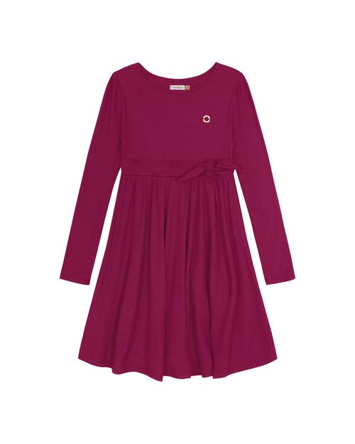 Vestido Menina Amarração Na Cintura Em Malha Viscose Canelada - Carinhoso