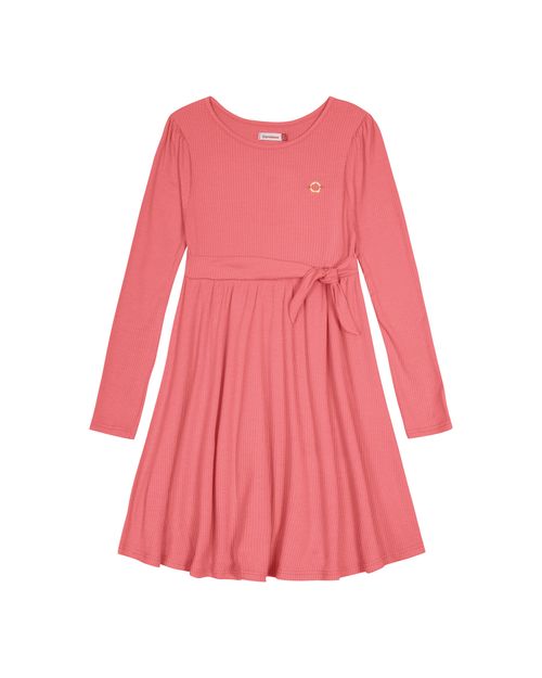 Vestido Menina Amarração Na Cintura Em Malha Viscose Canelada - Carinhoso