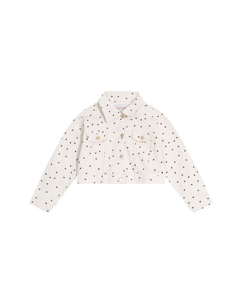 Jaqueta Cropped Menina Estampa Corações Em Sarja - Carinhoso