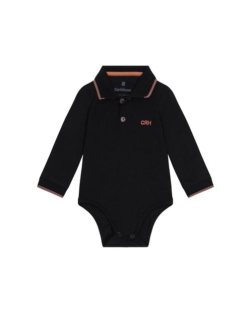 Body Polo Menino Manga Longa Em Algodão - Carinhoso