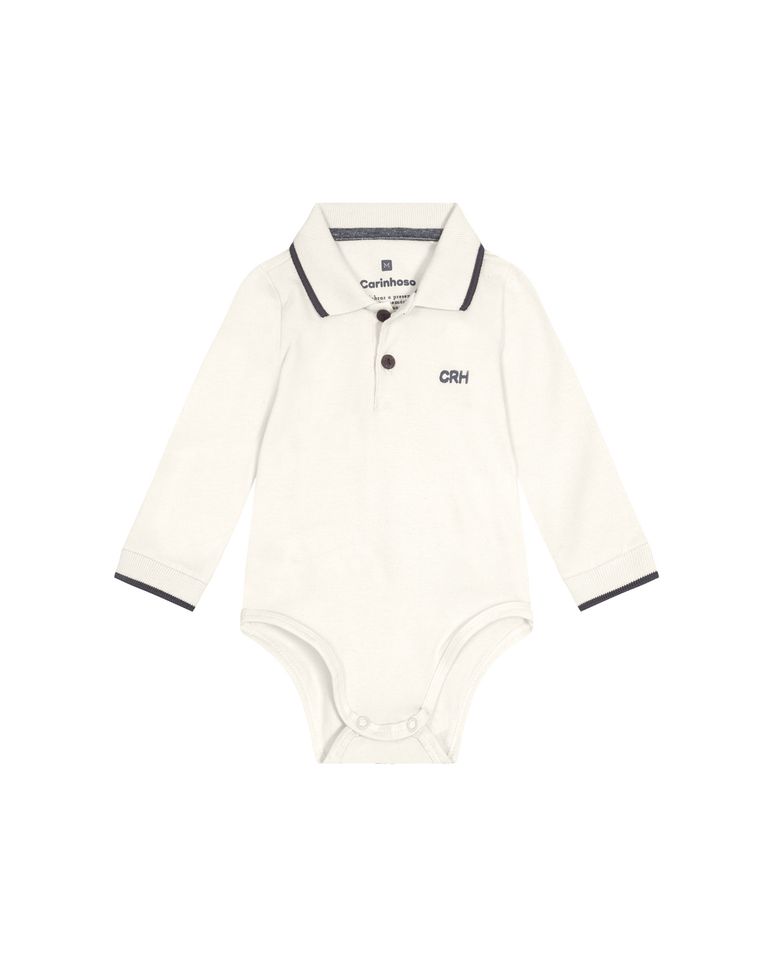 Body Polo Menino Manga Longa Em Algodão - Carinhoso