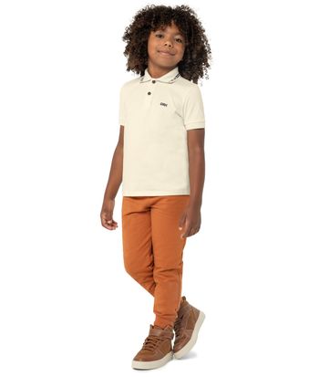 Camisa Polo Menino Peitilho Frontal Em Algodão - Carinhoso