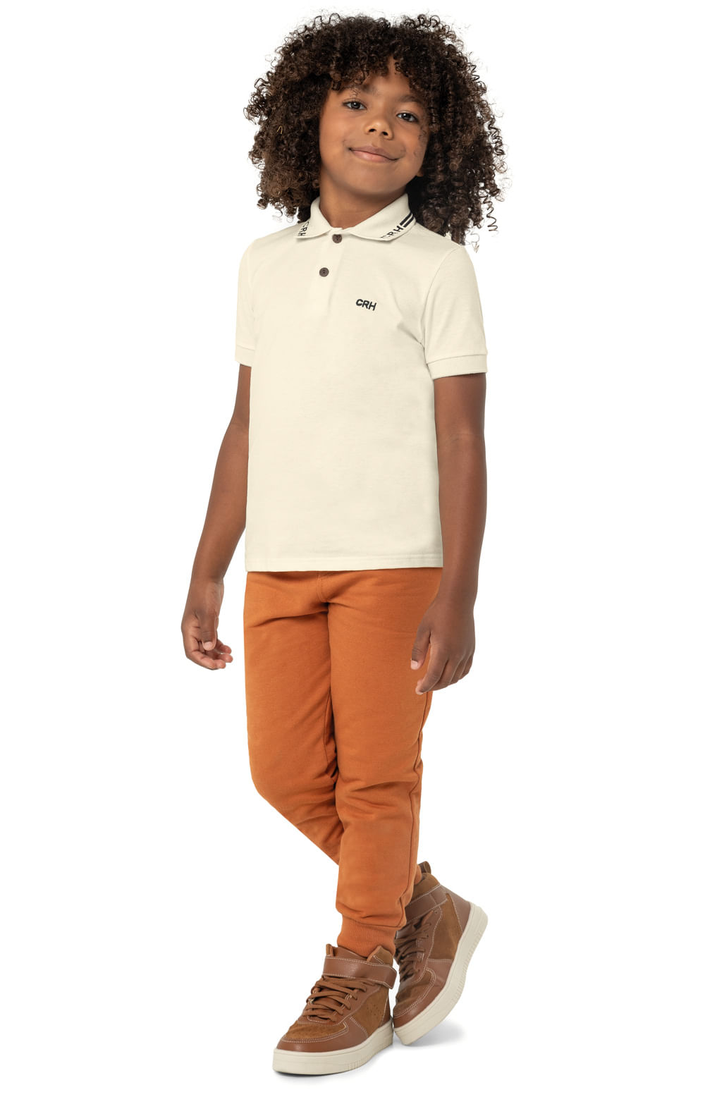 Camisa Polo Menino Peitilho Frontal Em Algodão - Carinhoso OFF