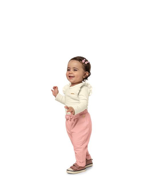 Calça Menina Detalhe Laço Em Moletom Stretch Flanelado - Carinhoso