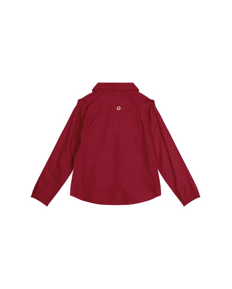 Camisa Menina Babado Frontal Em Viscose Sarjada - Carinhoso