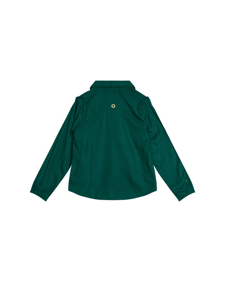 Camisa Menina Babado Frontal Em Viscose Sarjada - Carinhoso