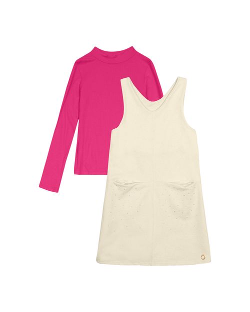 Conjunto Menina Vestido Com Strass Em Moletom - Carinhoso